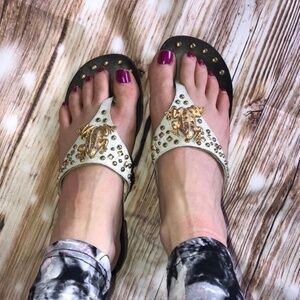 Ramon Tenza  Rhinestone Frog Sandals Size 7